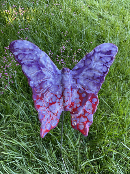 Butterfly, Large, Ceramic, purple and burgundy by JJ Potts