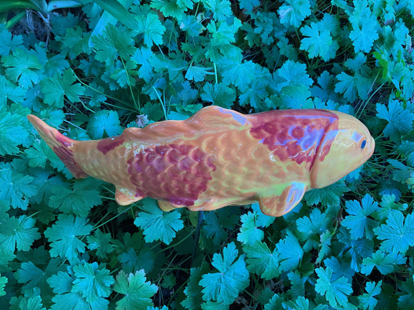 Koi Fish - Persimmon, Ceramic Garden Sculpture by JJ Potts