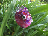 Fish Glass Garden Sculpture, Mauve