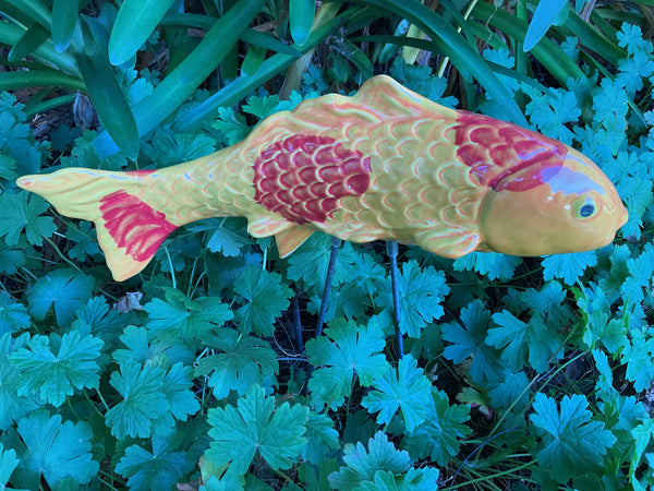 Koi Fish - Mandarin, Ceramic Garden Sculpture by JJ Potts