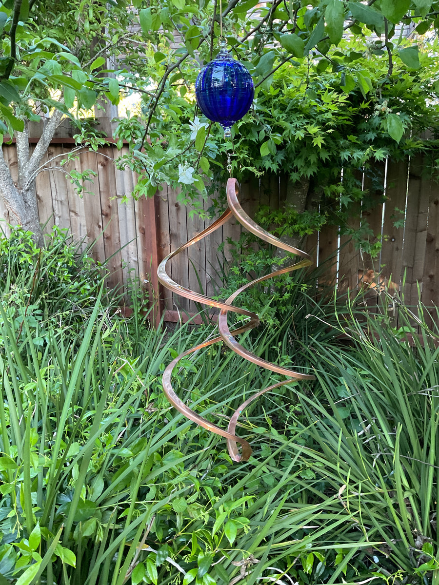 Blue Glass Ball Wind Spinner Accessory