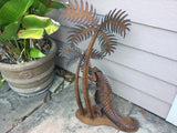 Alligator Holding Wine, Garden Sculpture by Henry Dupere