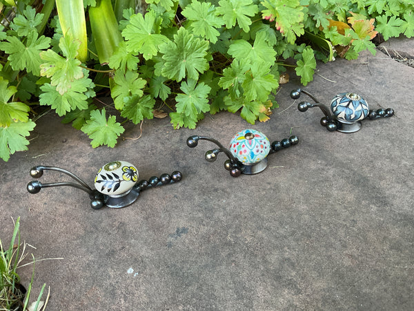 Snail - Set Of Three Metal Garden art by Bandana Yardbirds