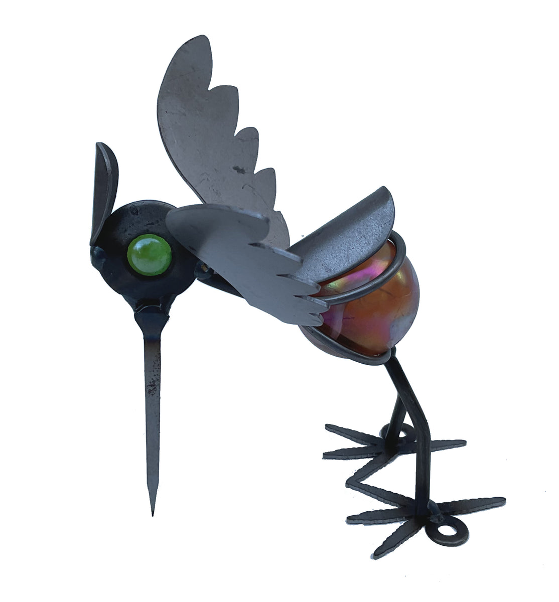 Woodpecker Glass Marble Metal Garden Sculpture by Bandana Yardbird