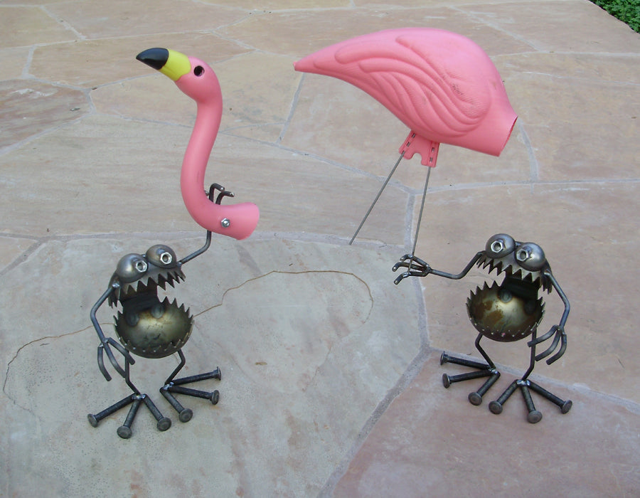 Flamingo Away - Double - Garden Art by Artist Fred Conlon of