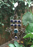 Hamsa Hand - Glass Gem Ornament by Diane Markin