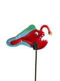 Angler Fish Red - Blown-Glass -House Plant Stake