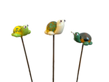 Turtles - Glass - Set Of Three- House Plant Stakes
