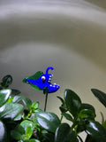 Angler Fish Blue - Blown-Glass -House Plant Stake