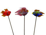 Fish - Glass - Set Of Three- House Plant Stakes