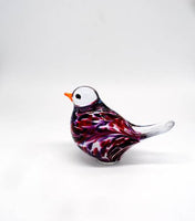 Chickadee Bird Glass Garden Sculpture, Mauve Color