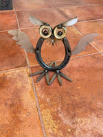 Horseshoe Owl - Metal Garden Sculpture by Yardbirds