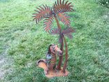 Alligator Holding Wine, Garden Sculpture by Henry Dupere
