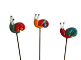 Snail Glass - Set Of Three - House Plant Stake