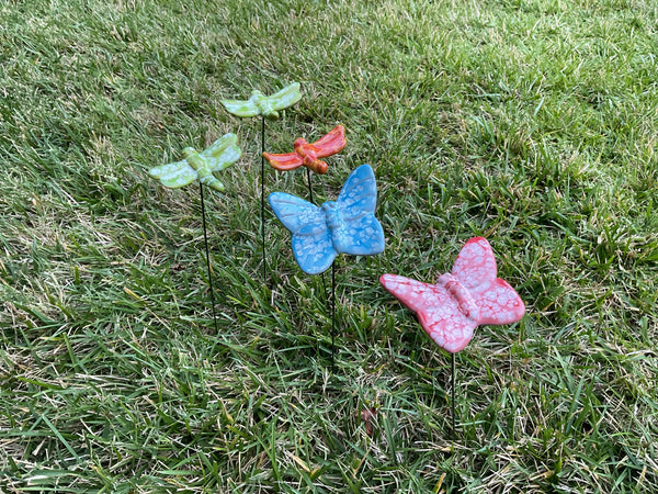 Butterfly and Dragonflies, Small, Ceramic,  Set Of Five by JJ Potts