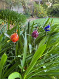 Chickadee Bird Glass Garden Sculpture, Blue Multi Color