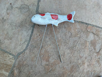 Koi Fish - Fuji Red, Ceramic Garden Sculpture by JJ Potts