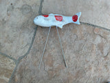 Koi Fish - Fuji Red, Ceramic Garden Sculpture by JJ Potts