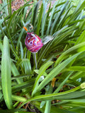 Chickadee Bird Glass Garden Sculpture, Mauve Color