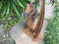 Alligator Holding Wine, Garden Sculpture by Henry Dupere