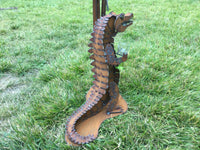 Alligator Holding Wine, Garden Sculpture by Henry Dupere