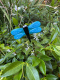 Dragonfly, Blue - Fused Glass Plant Stake by Glass Works Northwest