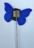 Striped Butterfly, Blue - Fused Glass Plant Stake by Glass Works Northwest