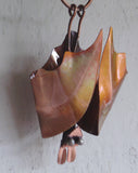 Bat, Wing Closed Copper Sculpture by Haw Creek Forge