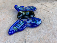 Striped Butterfly, Blue - Fused Glass Plant Stake by Glass Works Northwest