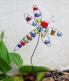 Dragonfly - Stained Glass Garden Sculpture by Diane Markin