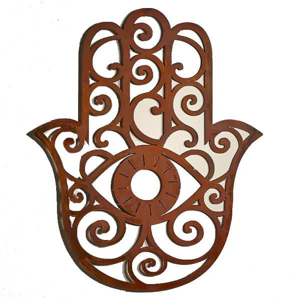 Hamsa Hand, Metal Wall Hanging Sculpture Art by Elizabeth Keith Designs