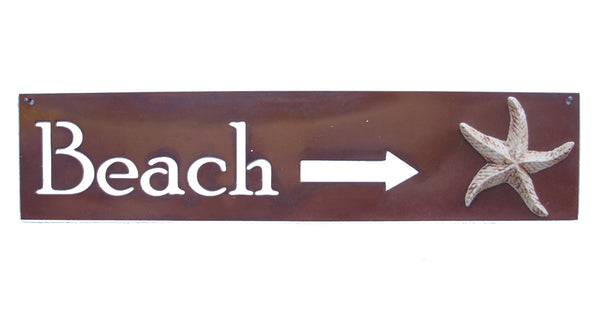 Beach Arrow Sign with Starfish, Outdoor Decor by Elizabeth Keith Designs