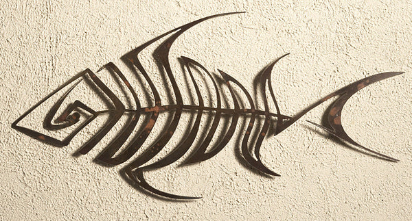 Bone Fish, Metal Wall Hanging Sculpture Art by Elizabeth Keith Designs