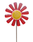 Daisy Flower RED - Fused Glass Plant Stake