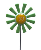 Flower Daisy, Green - Fused Glass Plant Stake by Glass Works Northwest