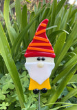 Gnome Red Hat - Fused Glass Plant Stake by Glass Works Northwest