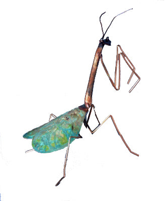 Praying Mantis Copper Sculpture by Haw Creek Forge