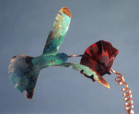 Humming Bird On Flower Copper Sculpture by Haw Creek Forge
