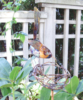 Bird On Nest Copper Sculpture by Haw Creek Forge