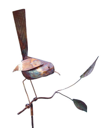 Bird On Branch Copper Sculpture by Haw Creek Forge