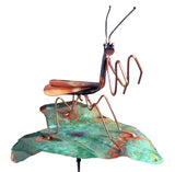 Praying Mantis On Leaf Copper Sculpture by Haw Creek Forge