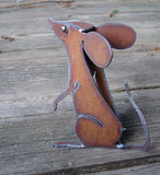 Mouse Sitting, Metal Garden Art Mice Sculpture by Henry Dupere