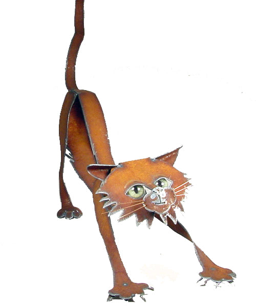 Stretching Cat - Metal Sculpture by Henry Dupere