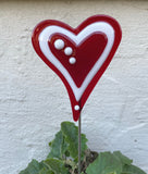 Heart - Fused Glass Plant Stake by Glass Works Northwest