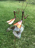 Honeymoon Praying Mantis Copper Sculpture by Haw Creek Forge