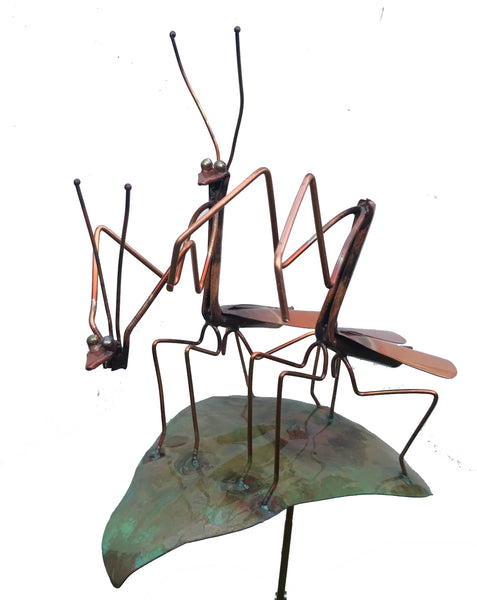 Honeymoon Praying Mantis Copper Sculpture by Haw Creek Forge