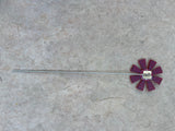 Flower - Red Rainbow Stripes - Fused Glass Plant Stake by Glass Works Northwest