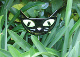 Black Cat Face - Fused Glass Plant Stake