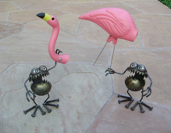 Flamingo Away - Double -  Garden Art by Artist Fred Conlon of Sugarpost