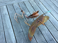 Praying Mantis On Leaf Copper Sculpture by Haw Creek Forge